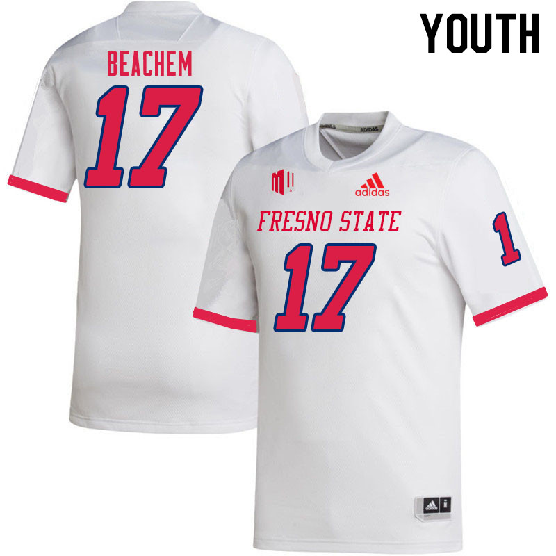 Youth #17 Kamron Beachem Fresno State Bulldogs College Football Jerseys Sale-White - Click Image to Close